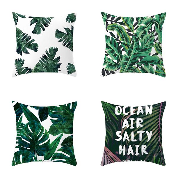 

pillowcase suede green plant pattern pillowcase sofa cushion cover
