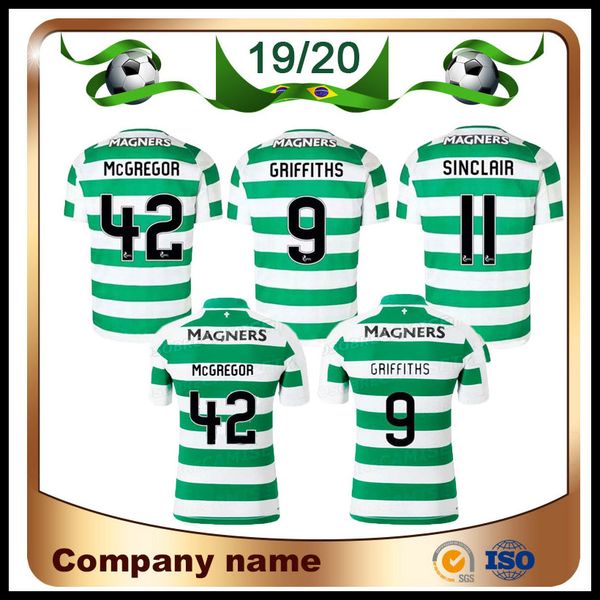 

19 20 Home Soccer Jersey Away sleeve soccer jersey 2019Celtic Griffiths dembele Sinclair Rogic McGregor Roberts Forrest Football shirt