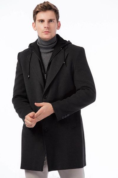 

dewberry male anthracite overcoat-1020001p8376, Black;brown