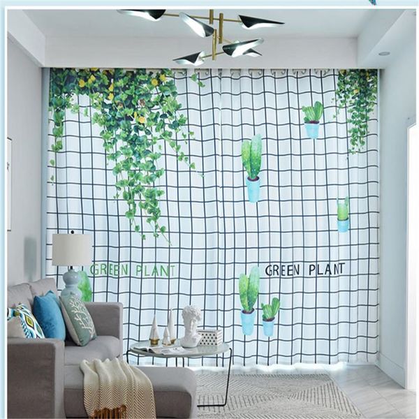 

soundproof windproof curtains modern minimalist green plant curtains living room bedroom blackout curtain