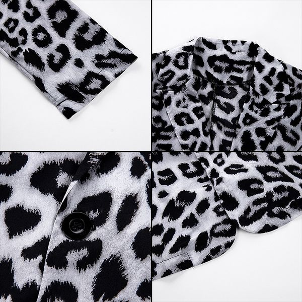 

women coat spring fall casual cardigan coat 3/4 sleeve leopard print small suit warm elegant jacket office wear, Black;brown