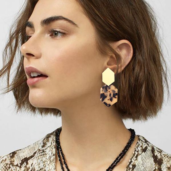 

акриловая шестигранная геометрические серьги падения для женщин 2019 statement мотаться серьги мода ювелирных аксессуаров свадебного подарка, Silver