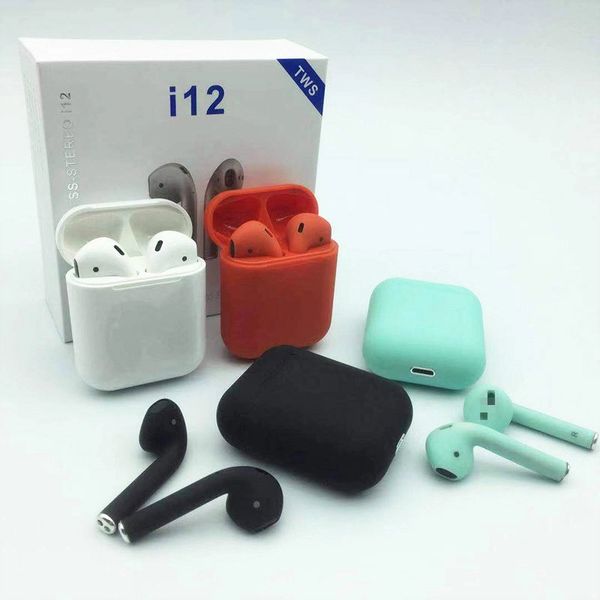 

New i12 tw bluetooth 5 0 wirele bluetooth headphone ture tereo earphone colorful touch control wirele earbud with charger box