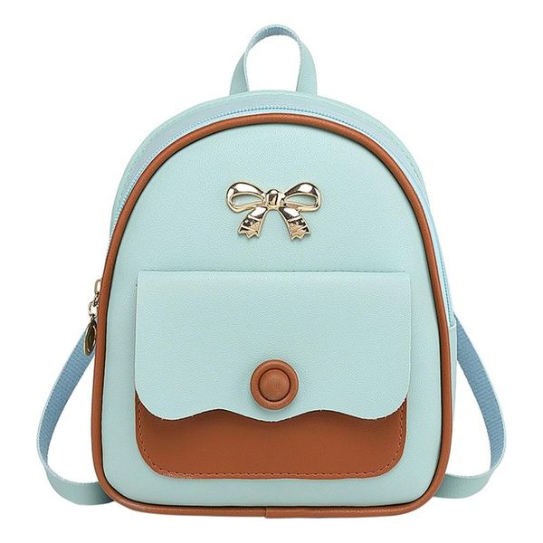 

women's bow pu leather backpack fashion double shoulder backpacks bag casual small phone leather backpack women school bag /e