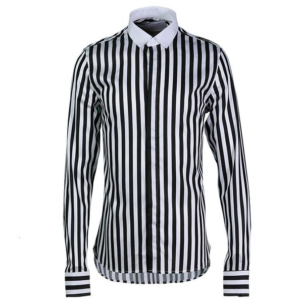 

classic striped mens shirts fashion trend long sleeve mens dress shirt camisa masculina shirts casual slim fit 4xl, White;black