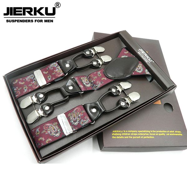 

jierku suspenders man's braces 6 clips suspensorio fashion trousers strap father/husband's gift 3.5*120cm, Black;white