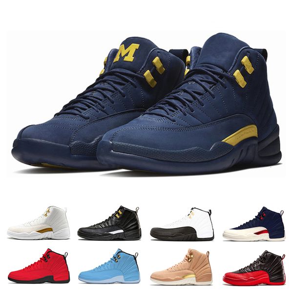 

2019 12 bordeaux dark grey wool basketball shoes white flu game unc gym red taxi gamma french blue suede sneaker us5.5-13