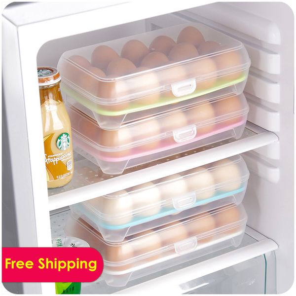 

transparent egg storage box for refrigerator room saving egg preservation box container of 15 eggs holder storage bin