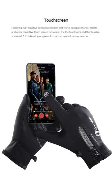 

winter thermal fleece touchscreen gloves soft fleece gloves cold weather fits men & women for cycling hiking camping skiing, Black