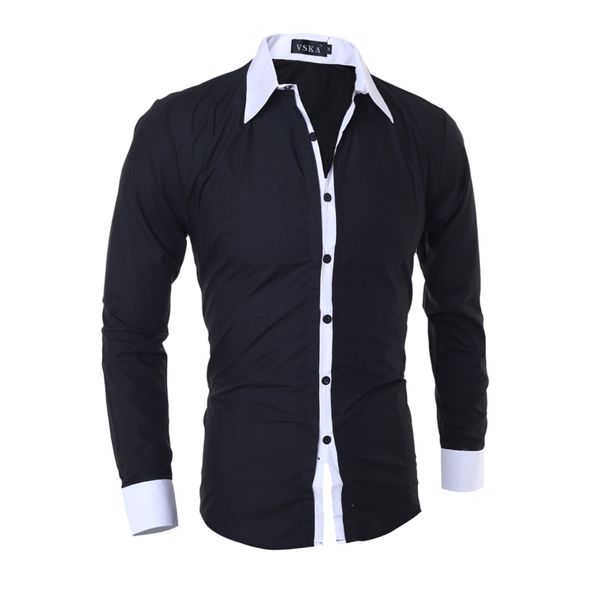 

designer casual shirts new brand striped patched long sleeve mens dress shirts plus, White;black