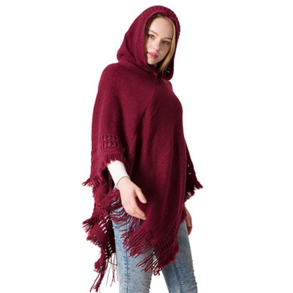 

2018 fashion winter scarf for women scarf cashmere warm knitted hoode solid blanket wrap cloak female scarfs and shawls