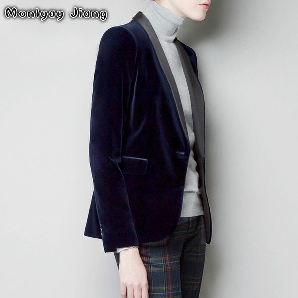 

2018 spring women soft velvet blazer, White;black
