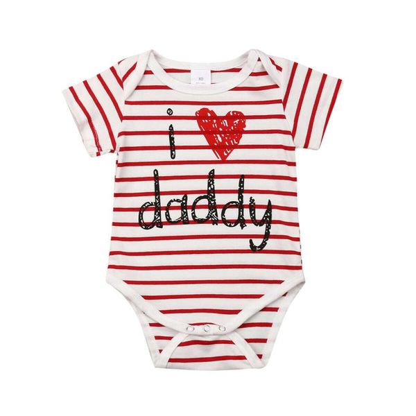 

baby girls newborn clothes cotton romper striped love jumpsuit summer outfits set, White