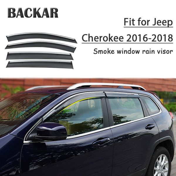 

backar 4pcs styling auto car windows rain wind sun shield deflector visor trim for cherokee 2016 2017 2018 accessories