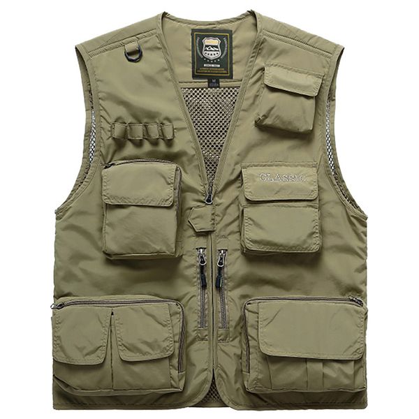 

new men's vest outdoor multi-pocket fishing pgraphy large size men's vest back removable sleeveless jacket waistcoat, Black;white