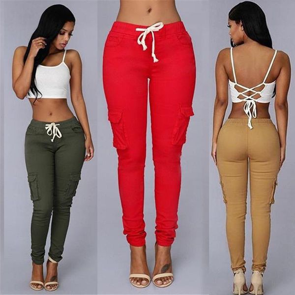 

pants ladies woman designer luxury clothe trousers solid clolor slim stretch drawstring trousers designer party club pockets pants, Black;white