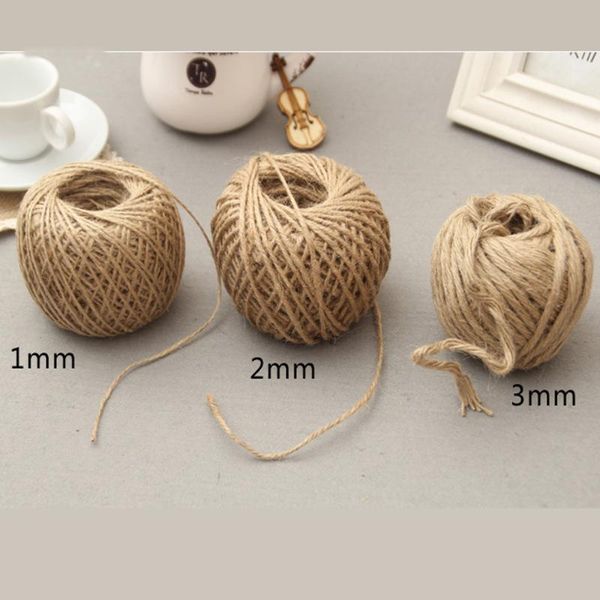 

yarn 1/2/3mm natural chic jute twine rustic string cords rope wrap craft making decor diy wedding pos hanging tape, Black;white