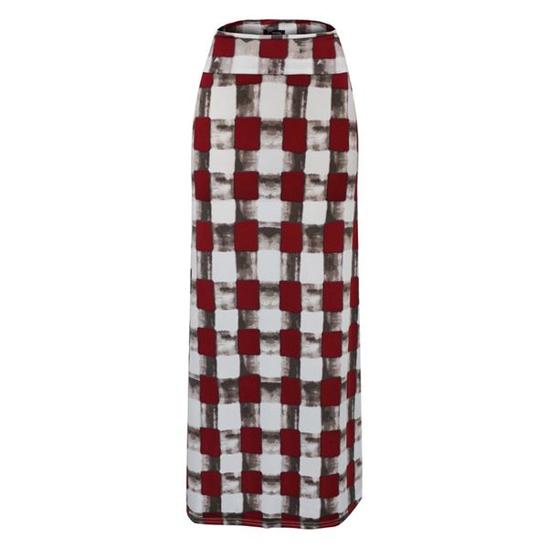 

high waist checkered printed beach summer skirts womens printed skirts womens new bodycon long skirts womens maxi skirt m13, Black