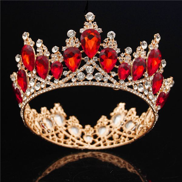 

baroque gold bride crown queen king big crown tiara prom diadem wedding hair jewelry tiaras and crowns headdress hair ornaments c18122801, Slivery;golden