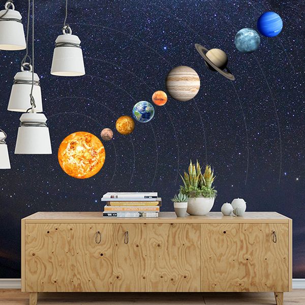 

removable glow planet wall stickers sun earth planets decals for kids bedroom nursery lbshipping