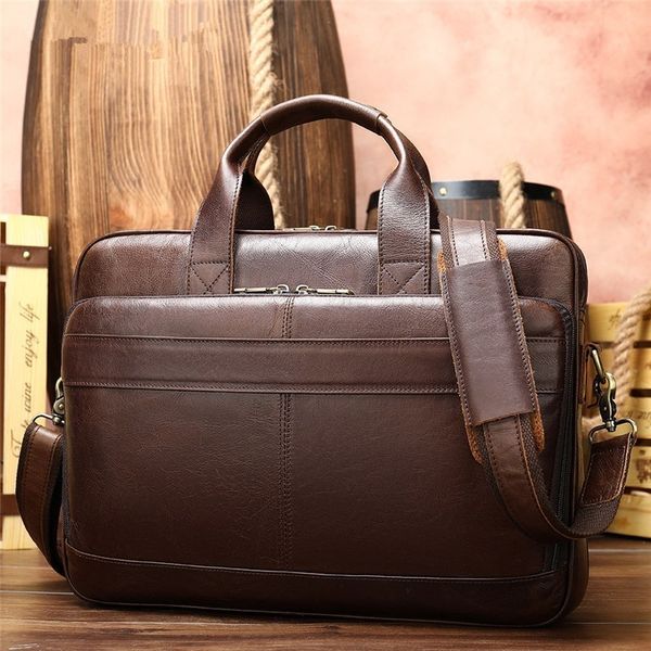 

vintage men's briefcase bag genuine leather lapbag business tote for document office portable lapshoulder for man