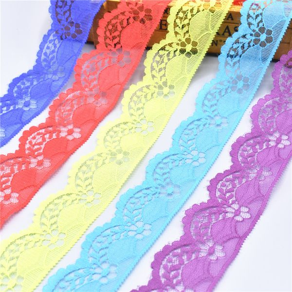 

2017 10yard/lot beautiful lace ribbon tape 40mm lace trim diy embroidered net for sewing decoration african fabric, Pink;blue