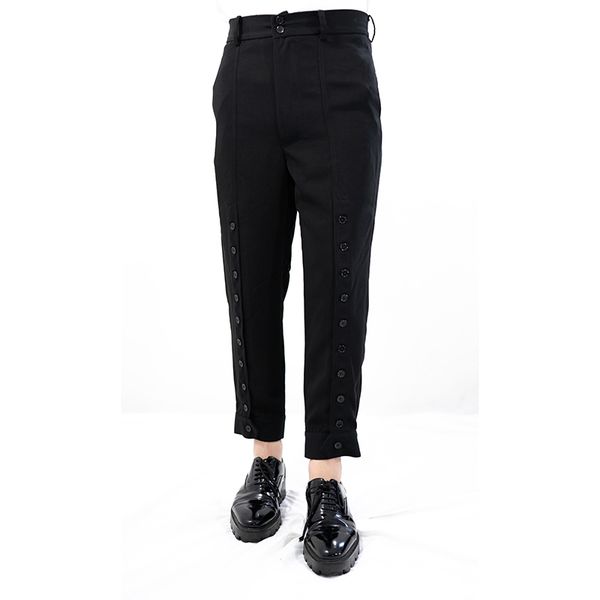 

new 27-44 2018 men's clothing gd hair stylist fashion catwalk street button stitching casual pants plus size costumes, Black