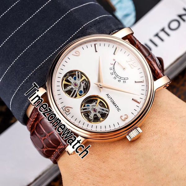 

new calatrava double tourbillon автоматическая мужские часы розовое золото белый циферблат стик количество маркеры brown кожа часы timezonew, Slivery;brown
