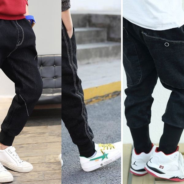 

clothing boys' autumn jeans trousers medium and large jeans wear children's 2020 casual children's handsome fashionable pants, Blue