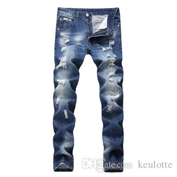 

new arrival designer men's jeans fashion ripped trousers white polished old jeans motorcycle fear of god men pants, Blue