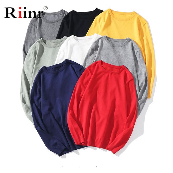 

riinr brand men o-neck sweaters winter new mens warm fashion slim fit pullovers male solid color long sleeve sweater, White;black