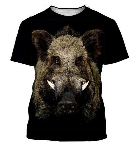 

summer style men women short sleeve shirt wild boar 3d digital print t-shirts for tees shirts loose casual tees r0125, White;black