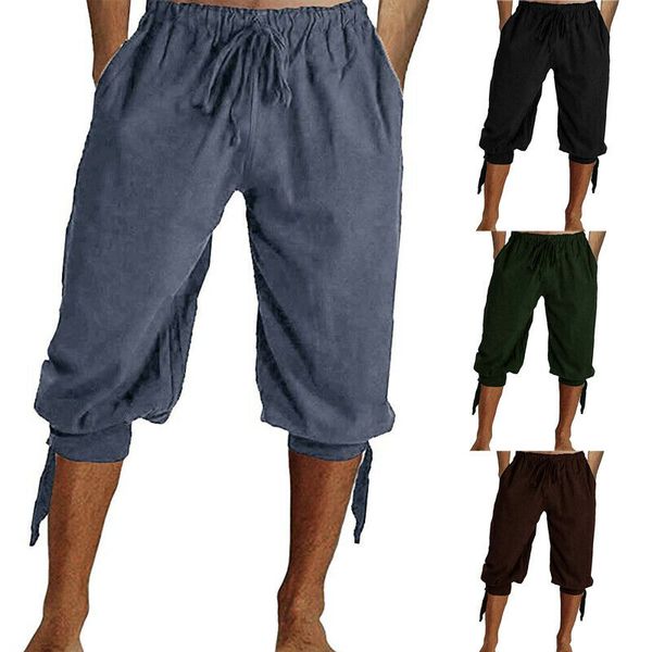

men summer cotton line pants casual soft gym sports cargo pants men joggers calf-length pant sweatpants loose trousers pantalon, Black