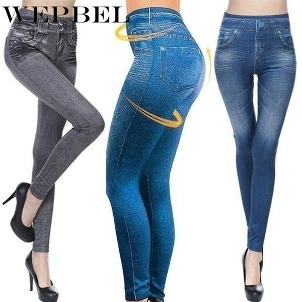 

wepbel denim jeans leggings sport pockets slim lady women fake jeggings streth pants with leggings jeans skinny trousers tight, Black