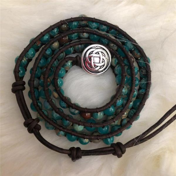 

teal color 3 wrap браслеты для женщин, Golden;silver