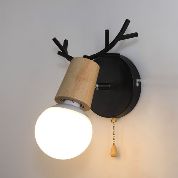 

modern led e27 wall lamp colorful cartoon deer antlers bedroom reading sconce wall mounted children room lighting light