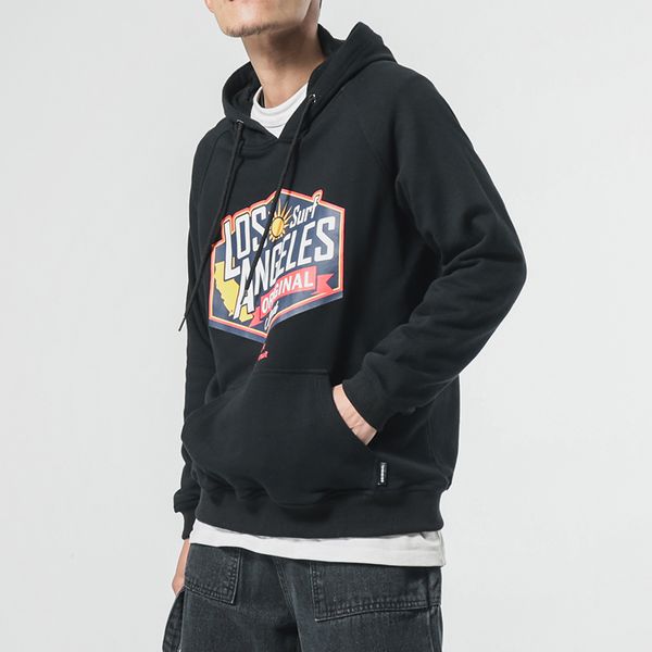 

japanese funny cat wave fleece hoodies winter style hip hop men/women printed hoodie casual printing sweatshirts streetwear, Black