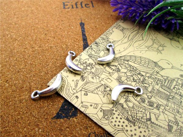 

60pcs banana charms antiqued silver tone 3d banana charm pendants 20x8mm, Bronze;silver