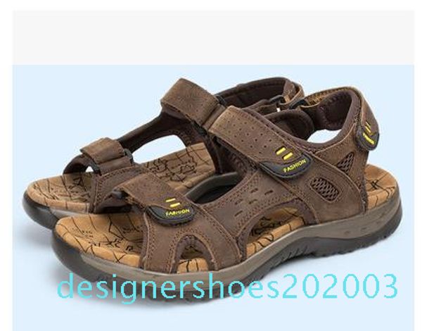 

2017 summer the men faashion sandals genuine leather flat shoes slippers beach walking casual mens shoessmileseller d03, Black