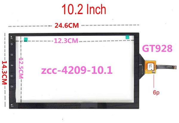 

10.2inch cruze i2c interface capacitive touch screen for car navigation cruze 246*143mm zcc-4209 gt928 6pin
