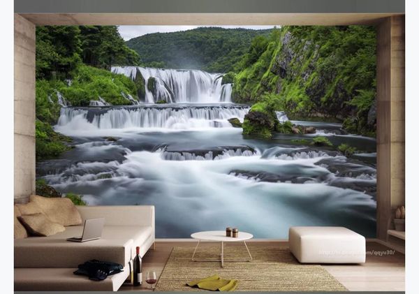 3D индивидуальные большие фотообоями обои хорватский лес водопад пейзаж 3d тв диван фон росписи обоев для стен 3d