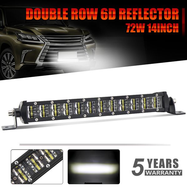 

72w 14 дюймов offroad led work light bar 6d 2 ряд 12v 24v combo водить авто вождения свет для автомобилей suv atv rzr перехв led bar