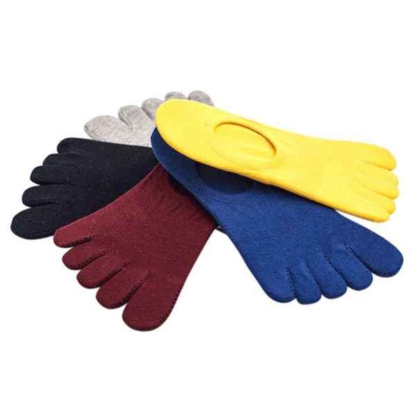 

1 pair men's absorb sweat leisure five toe sport socks invisible ankle toe socks 6 color available, Black