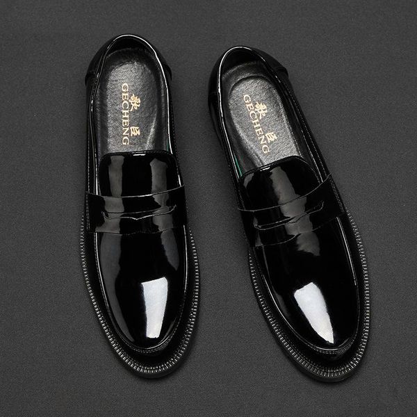 

italian mens dress shoes loafers men party shoes coiffeur evening dress wedding shoes men formal sepatu pria kulit asli, Black