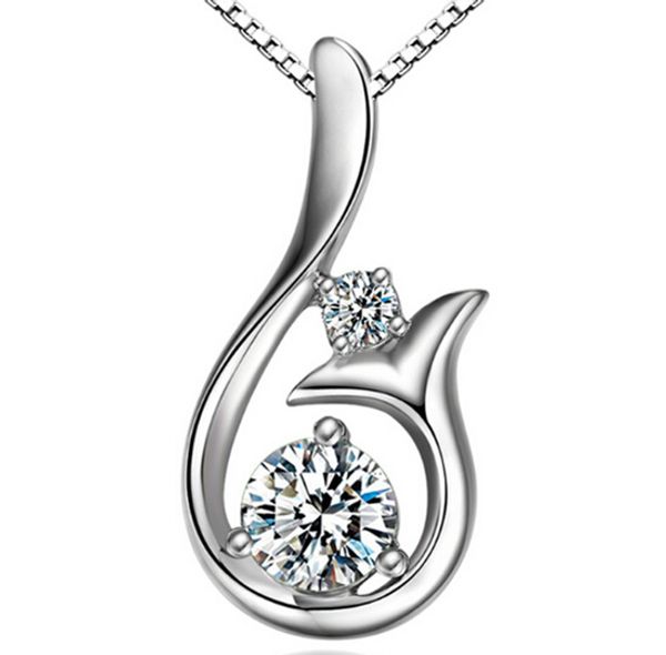 

высший сорт алмаз кулон ожерелье кубический циркон 30% стерлингового серебра 925 пробы маленькая русалка кулон ожерелье для свадьбы партии ж, Silver