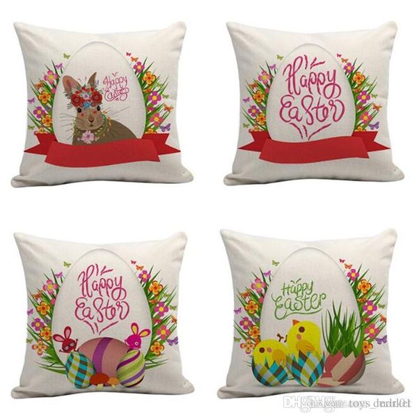

2019 пасхальное постельное белье наволочка квадрат счастливой пасхи ретро яйцо кролик дизайн наволочки диван автомобильные наволочки фестива