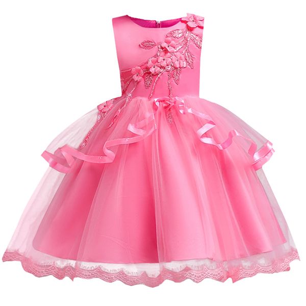 

2019 girls flower dress baby costume children's party dress first communion dresses kids clothes ball gown vestido comunion, Red;yellow