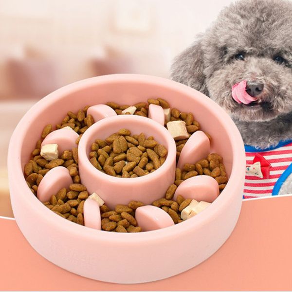 

2x dog food slow feeder pet cat anti-gulping bowls for medium dogs cat puppy
