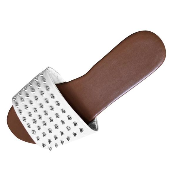 

rivet flat shoes women outdoor flat anti-slip slippers indoor casual walk shoes beach summer for women summer slippers, Black