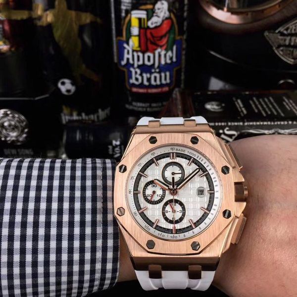 

luxury мужские часы белый циферблат восьмиугольник спортивные часы 44mm полностью автоматическое механическое движение вахты свободная перев, Slivery;brown
